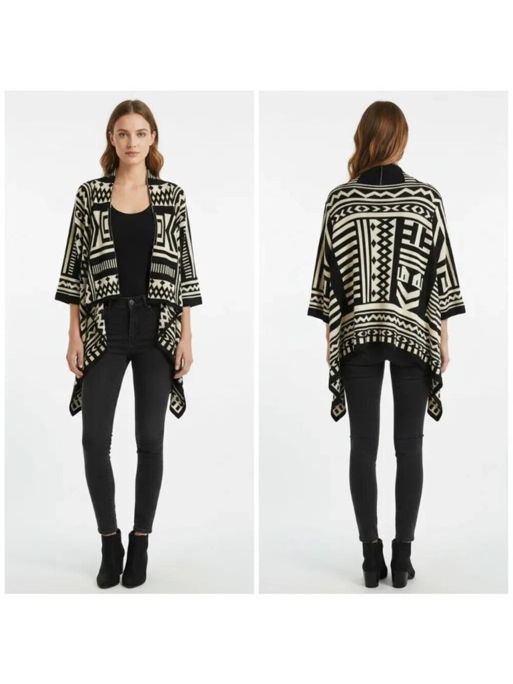 Forever 21 Women's Aztec Geometric Print Open Front Cardigan Sweater‎ Size Small - Picture 11 of 11